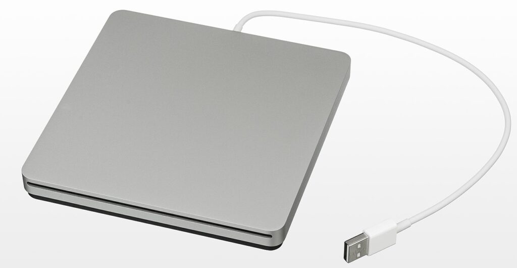 apple superdrive hardware device that reads and writes CDs and DVDs