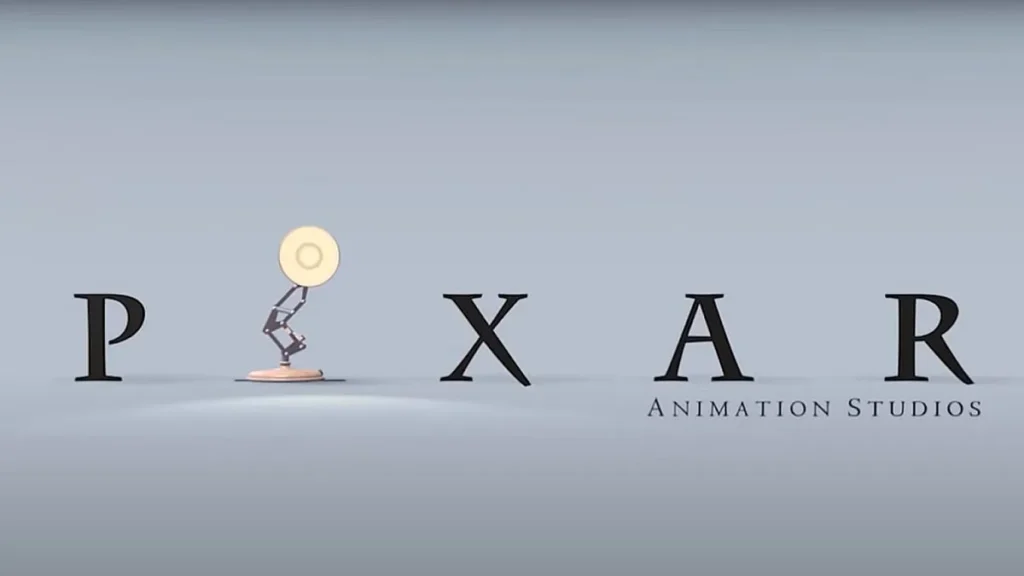 official poster of pixar animations studios with Luxo taking the place of the "i" in Pixar.